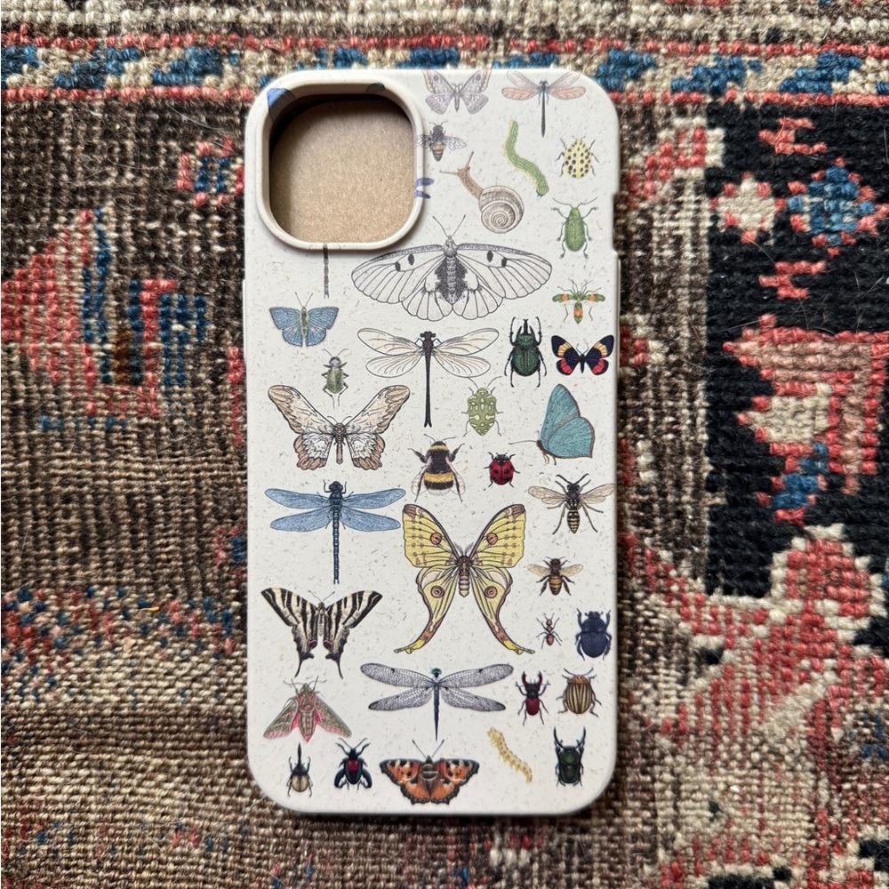 iPhone 15 plus bug Insect Pattern Phone Case cream